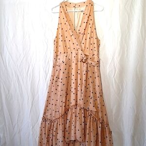 3/$20-Boho Maxi Dress, Polka Dot, V Neck, Ruffles